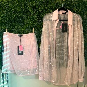 PLT SEQUINS PINK SKIRT SET